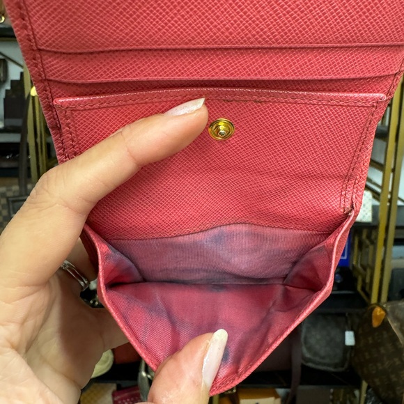 11792 Prada Saffiano Metal Compact Wallet Peonia - Picture 5 of 7